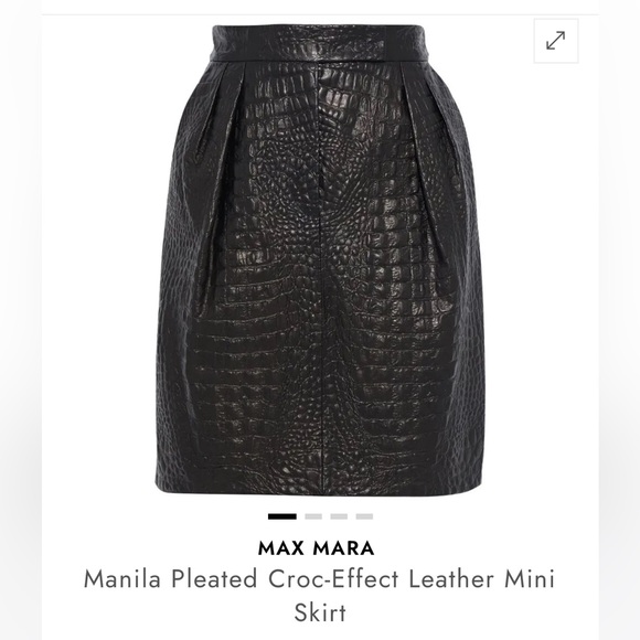 MaxMara Dresses & Skirts - MaxMara Manila Black Pleated Croc-Effect Mini Skirt Size 4 EUC